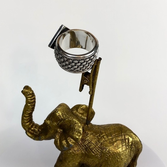 Vintage Suarti BA Sterling Silver Basketweave Dome Ring Wide Band Size 7 1980's - Picture 4 of 16